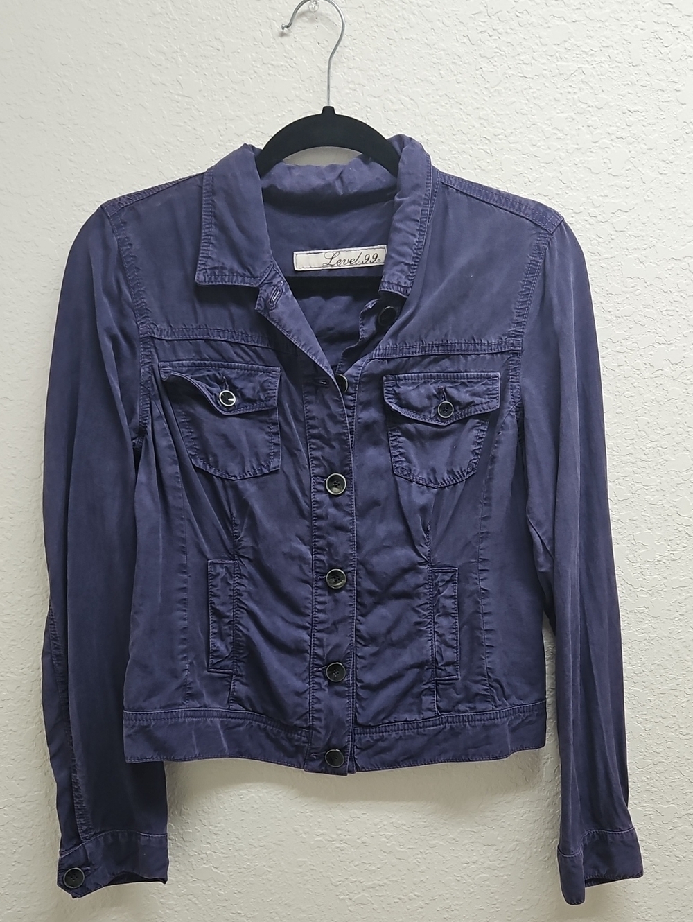 Anthropologie Level 99 Women's Deep Purple Lightweight Button Up Jacket